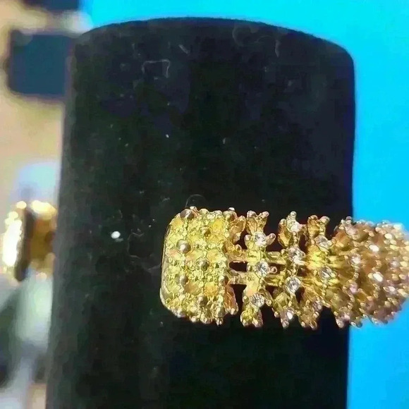 Gold-toned rhinestones cuff bracelet in like new condition - Picture 10 of 12